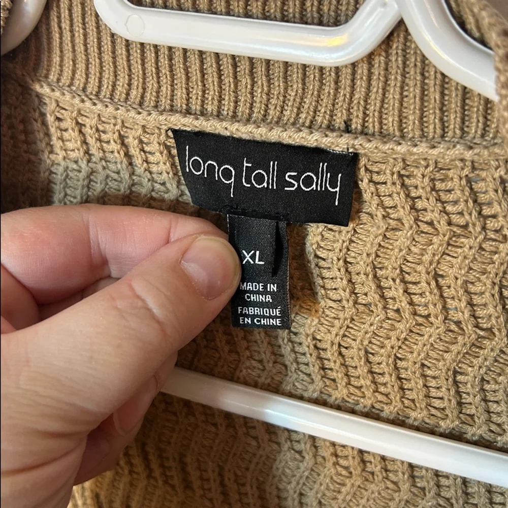 Long tall Sally crocheted tan open cardigan long line Boho size extra large - Picture 3 of 6